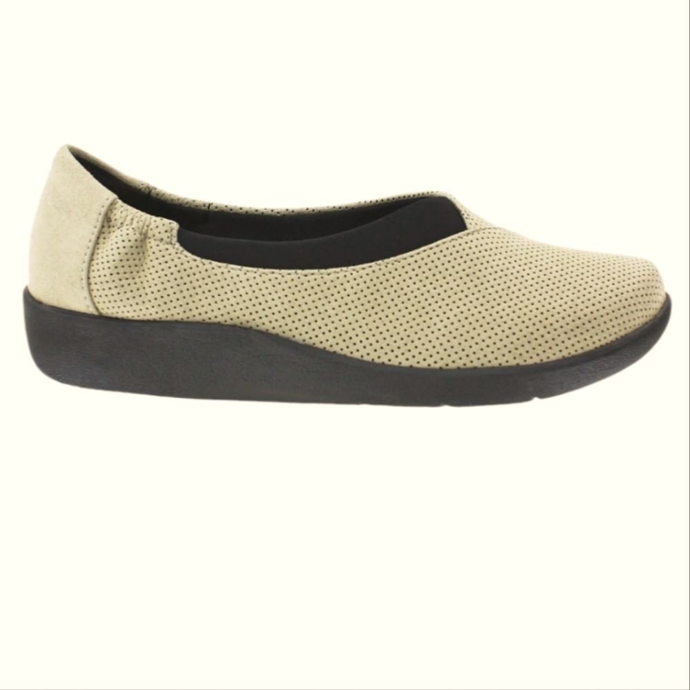 Clarks Cloudsteppers Sillian Jetay Sand Textile Shoes Slip On Flats Beige Tan 11